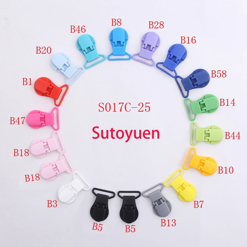 

Sutoyuen 30pcs 25mm D Shape Plastic Suspender \ Dummy Pacifier Clip Clamp With Gripping Teeth For Baby Dummy Soother Holder