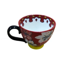 red ceramic milk cup european relief hand painted breakfast cup creative mug coffee oat cup mugs kitchen dining bar 2021