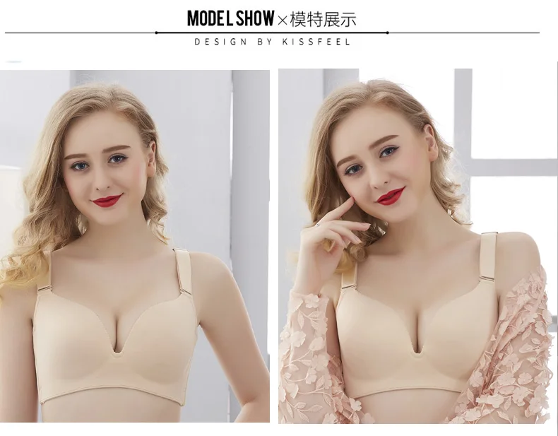 MS Full thin underwear push-up bra adjustable lace bra female bra D E F cup large size bra gathered large cup thin section new