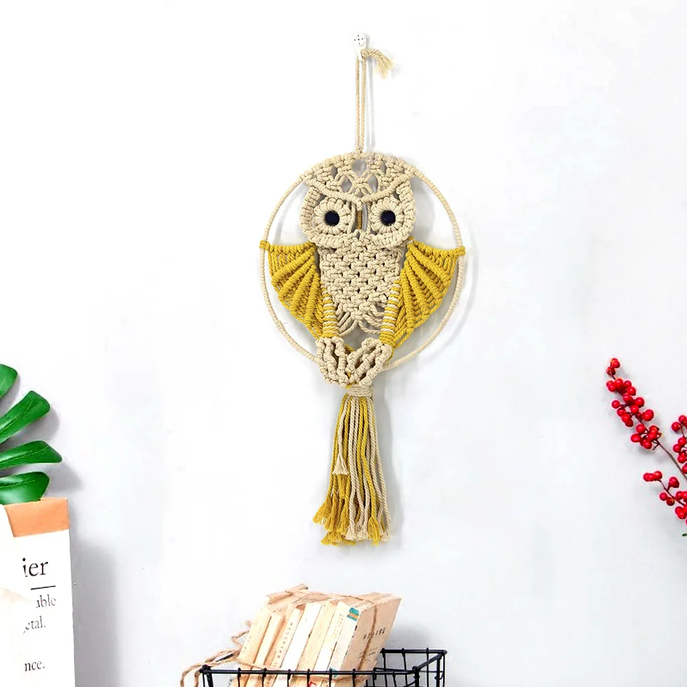 

Home Accessories Vintage Room Decor New Cotton Rope Woven Tapestry Creative Owl Cute Animal Handmade Wall Hangings Bohemian