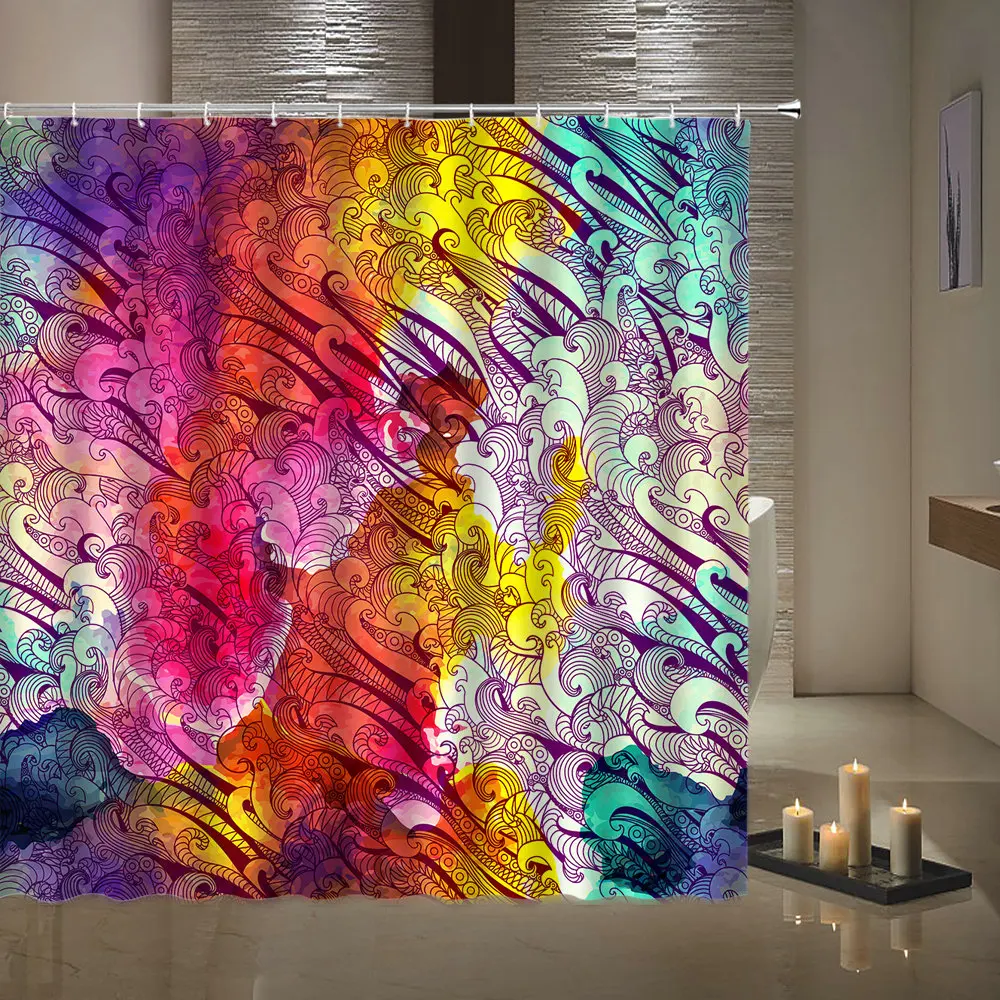 Шторы для душа с цветным художественным принтом занавеска в ванную комнату