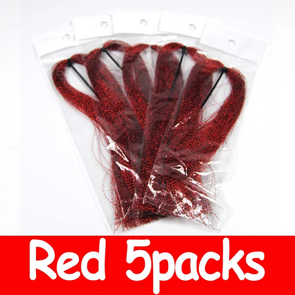 Red 5 packs Wifreo 5 упаковок Flashabou Голографическая мишура для ловли нахлыстом, завязывающаяся кристальная светящаяся струнная приманка с крючками для изготовления рыболовного материала розового цвета - Цвет: Red 5 packs