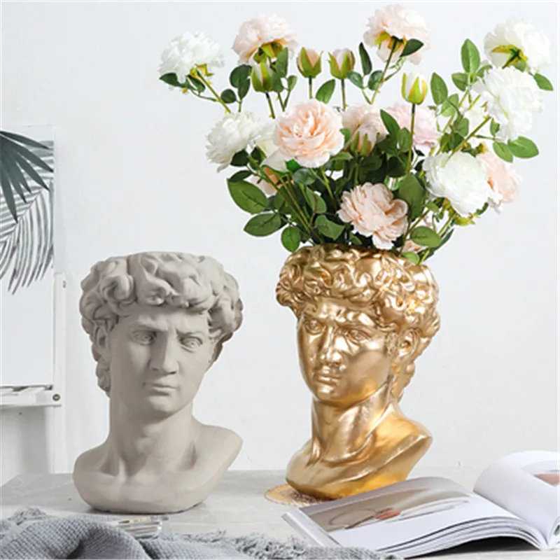 Michelangelo Buonarroti Давид головные портреты цементный цветочный горшок творческий Кофейня Цветочная композиция ваза с ораментами X2519