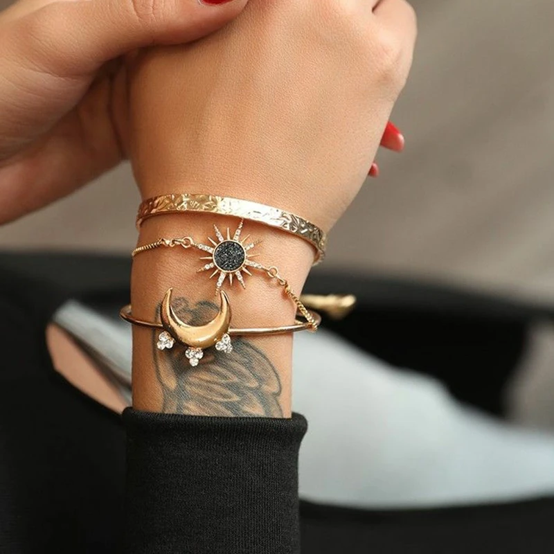Комплект изысканных женских браслетов со звездой и луной 3 шт./компл.
