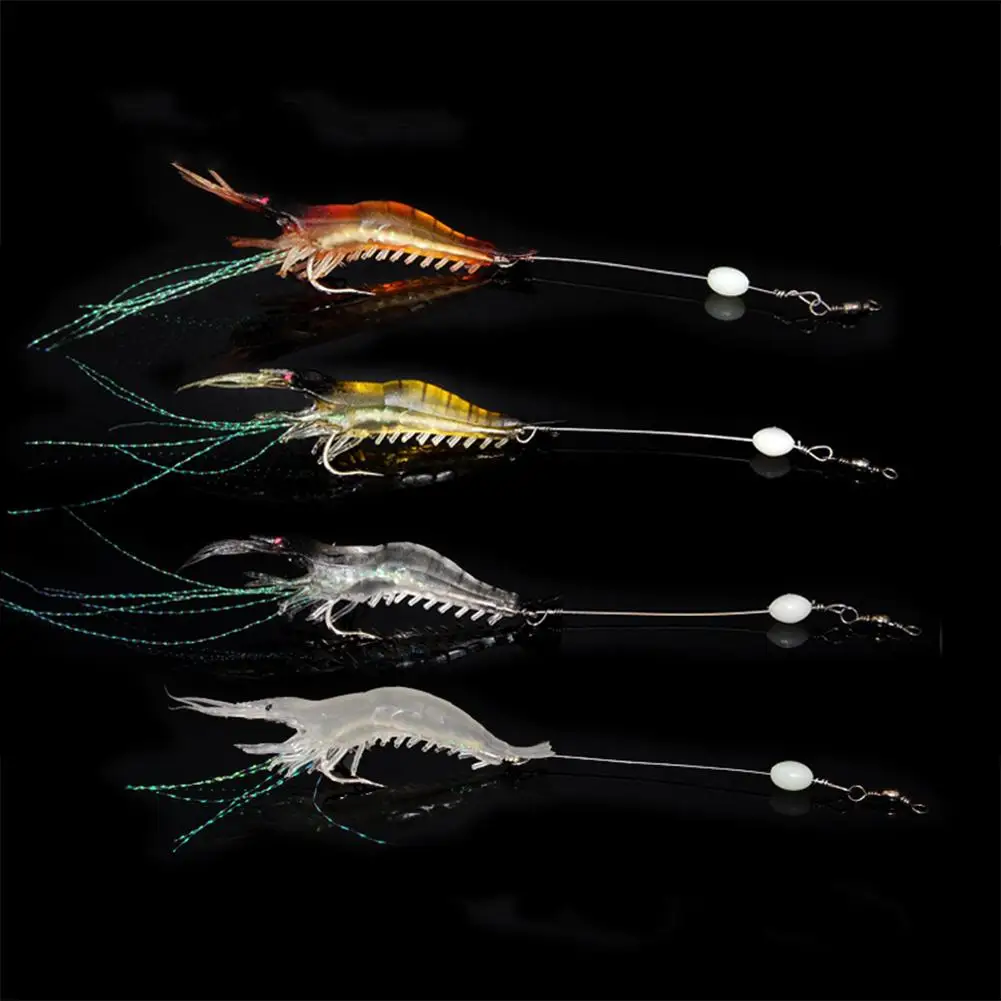 

1pcs Luminous Shrimp Soft Lure Artificial Silicone Bait With Hooks Swivels Lures Set Anzois Sabiki Rigs Fishing Tackle Tool HOT