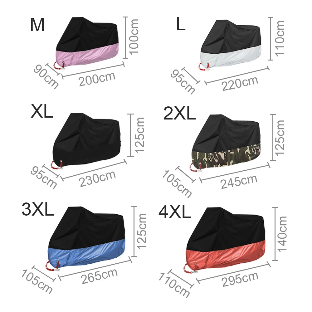 

190T Motorcycle Cover All Season Protection Silver Coating Strong Toughness Anti-UV Waterproof Dustproof Cover With Storage Bag