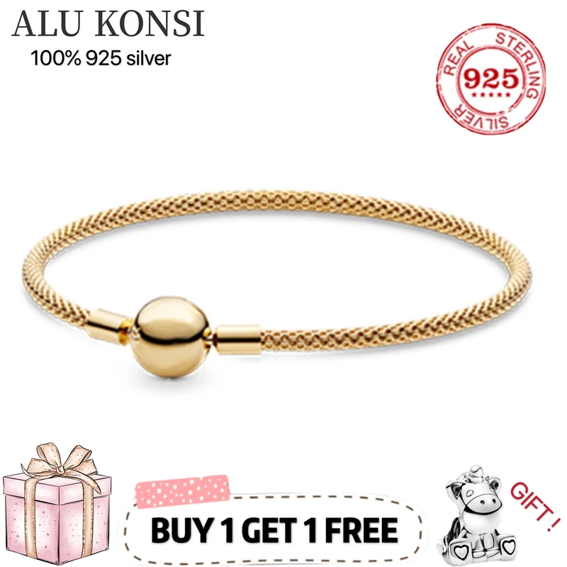 

Hot Sale fit Original pan Bracelet for Women Real 100% 925 Sterling Silver Snake Chain Bangle Charms DIY high quality Jewelry