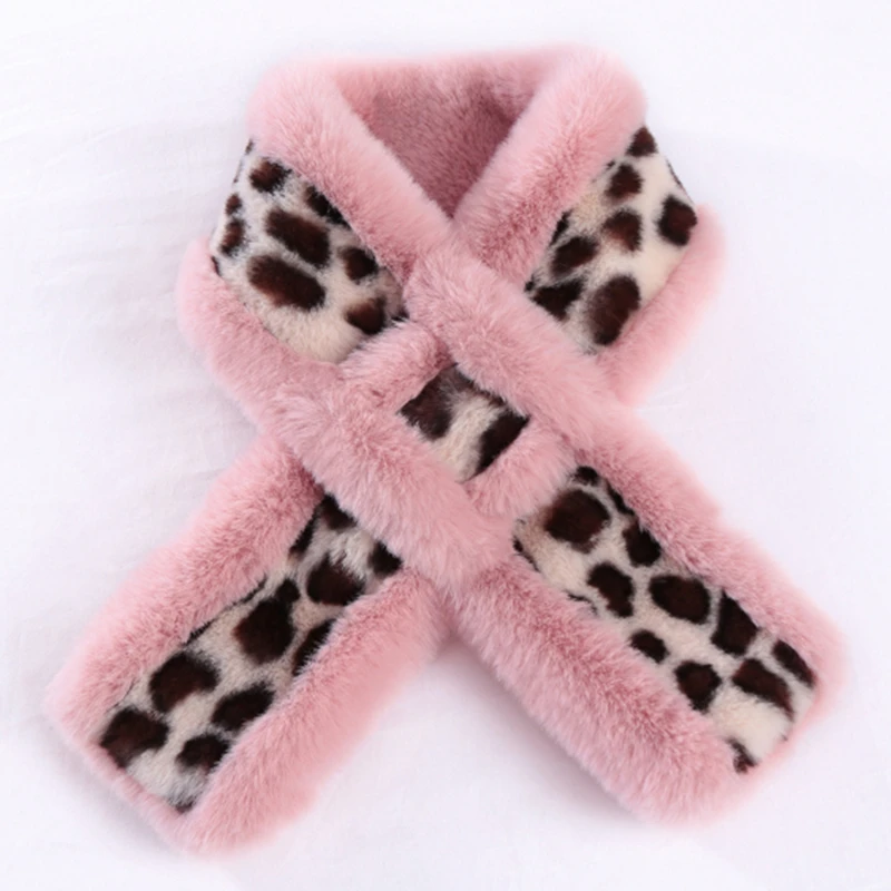 

New Ladies Leopard Thick Faux Fur Collar Cape Scarf Crossover Imitated Scarf Warm Comfortable Neckerchief For Winter