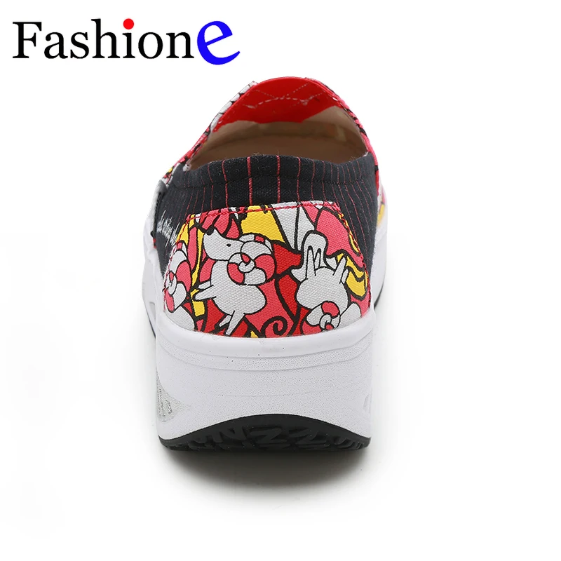 Canvas Print Women Swing Shoes 2018 New Arrival Height Increasing Health Slip-On Comfort Toning | Обувь