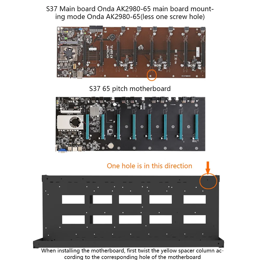 8GPU Майнинг Риг Открытого Типа Корпус Каркаса для Материнской Платы AK2980-D8P-65 S37 B85-65 Pitch BTC ETH Майнера.