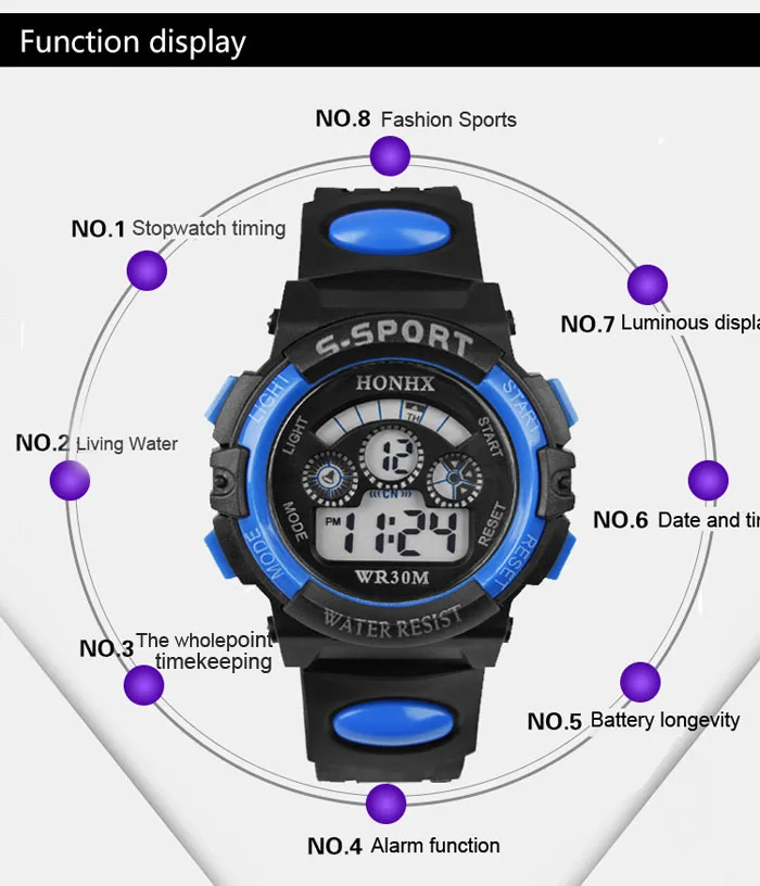 

Fashion Sports Watch For Kids Children Waterproof Led Digital Watch Ultra-light Silicone Strap Teen Boys Girls WristWatch Unisex