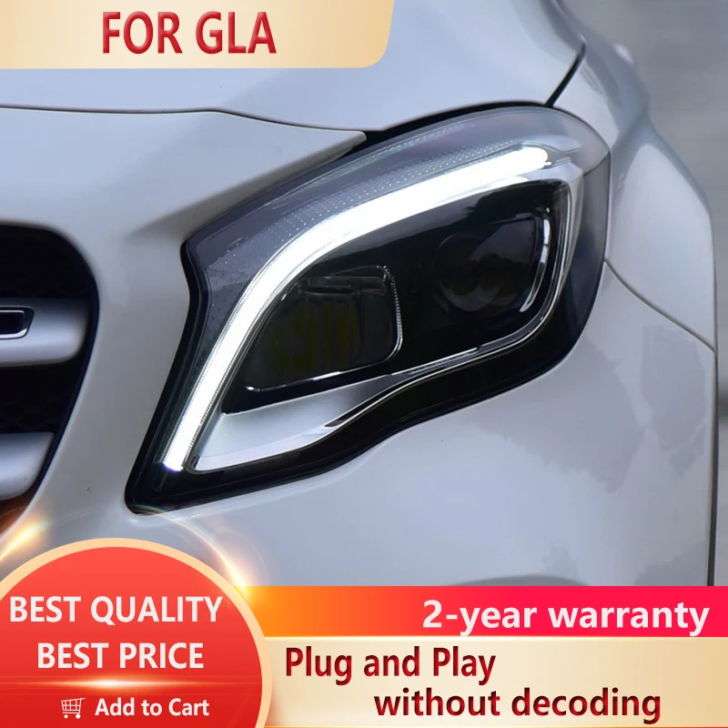 

Автомобильные аксессуары для Benz GLA200, фары головного света 2015-2018, противотуманные фары s дневные ходовые огни DRL H7 светодиодный Биксеноновые лампы GLA, передние фары s