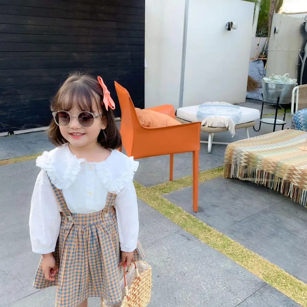 Новинка 2020 года сезон весна корейский стиль юбки подтяжки в клетку для маленьких