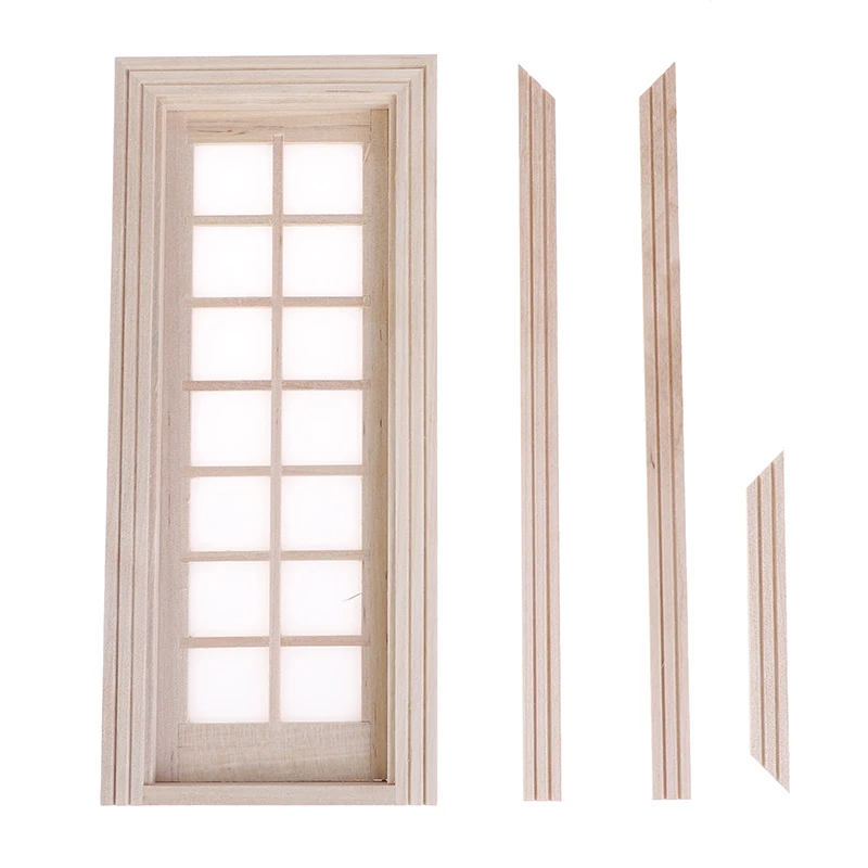 

DIY 1:12 Dollhouse Miniatures Door Unpainted Doll House Furniture Toys Room Item Wood color