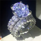 Кольцо с фианитами 8ct, овальной огранки, серебро 925 пробы, кольца для мужчин и женщин пробы