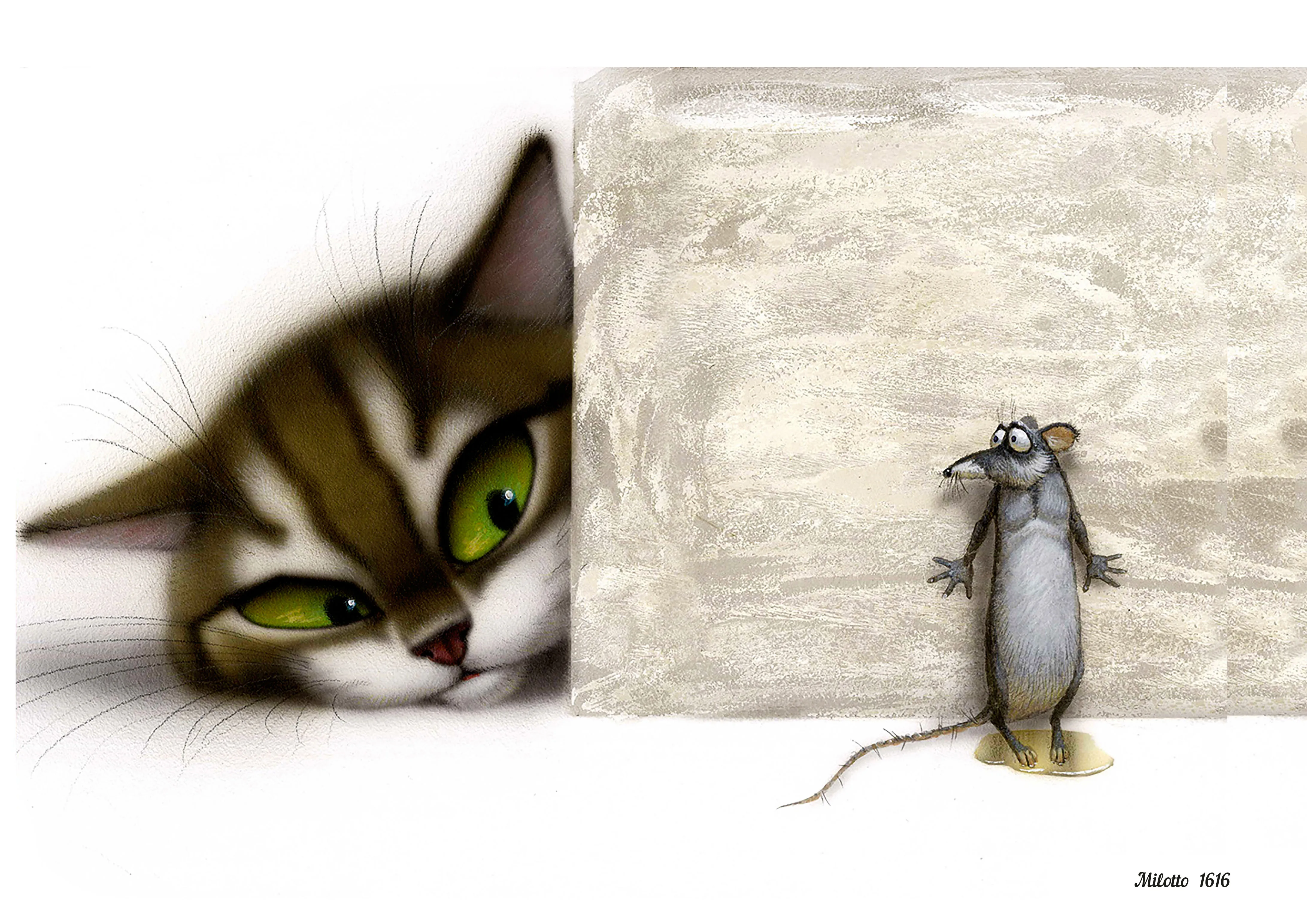 Рисовая бумага для декупажа А4 ультратонкая салфетка 1616 кот и мышь винтаж крафт DIY