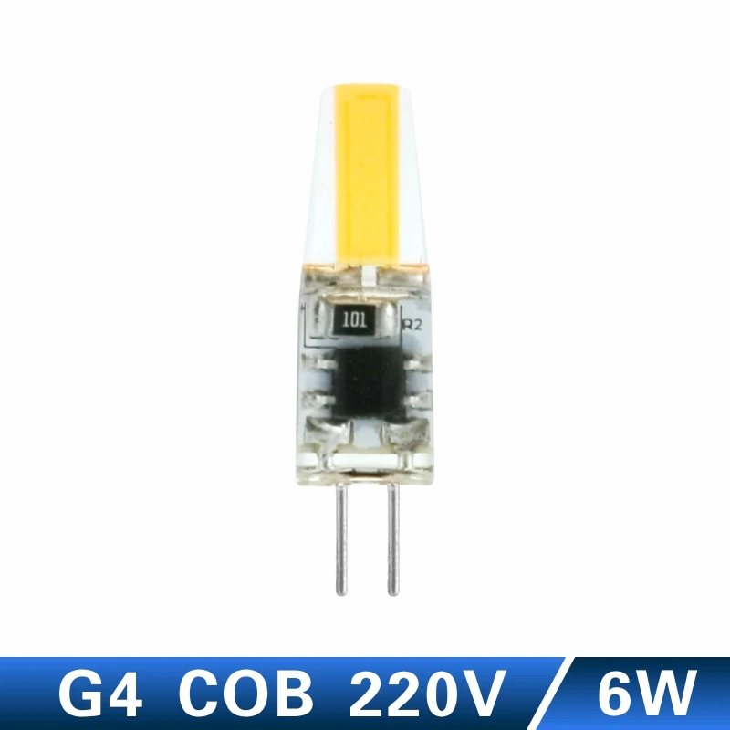 G4 6W 220V Светодиодный светильник LATTUSO G4 G9 E14 AC/DC 12 В 220 В 3 Вт 6 Вт 9 Вт COB светодиодный G4 G9 Лампа с регулируемой яркостью для хрустальной люстры - Испускаемый цвет: G4 6W 220V