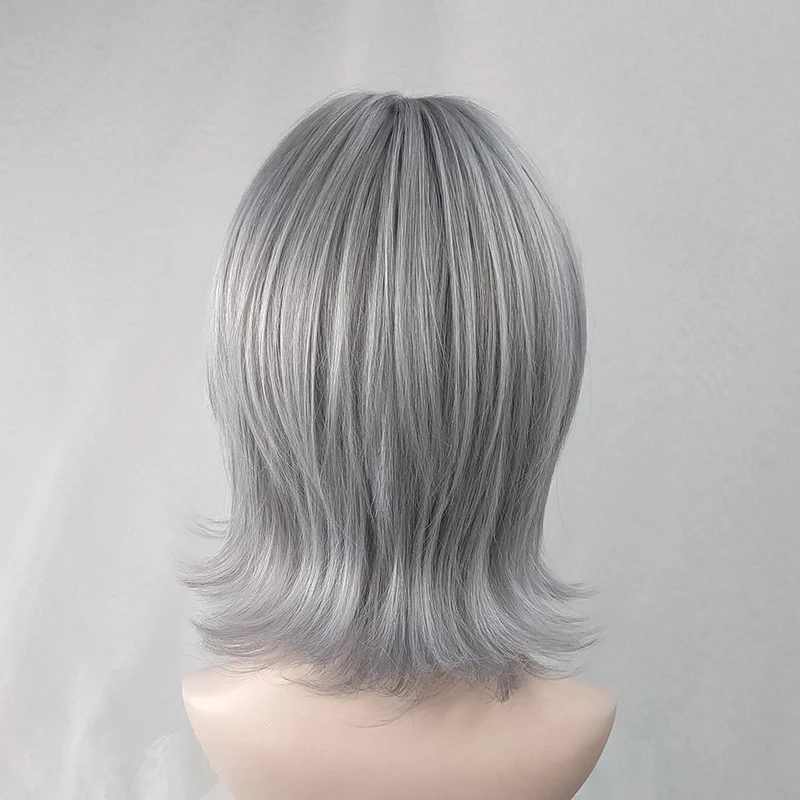 Серебристо-серые Многослойные волосы в стиле Харадзюку Короткие вьющиеся серые