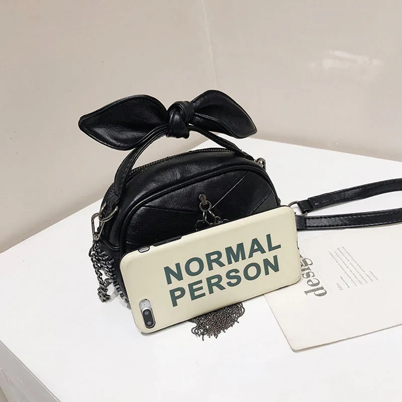 Черные сумки для телефона женщин из искусственной кожи с кисточкой в стиле ретро