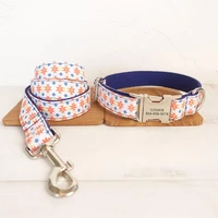 personalized pet collar customized nameplate id tag adjustable geometry color cat dog collars lead leash set