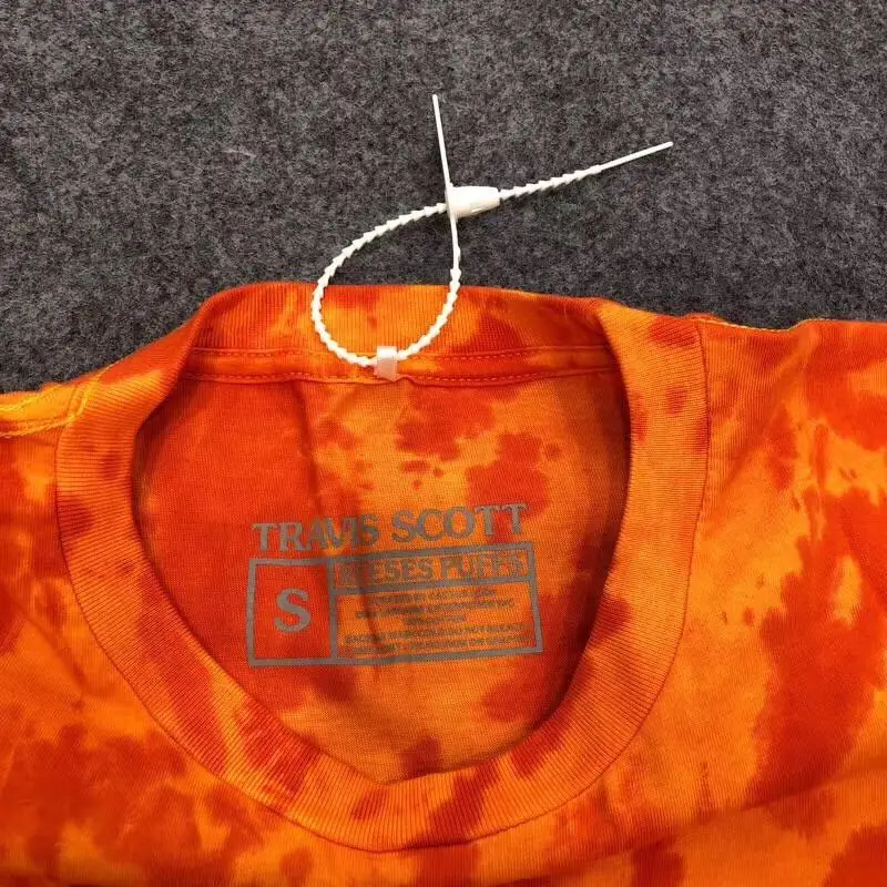 

Travis Scott X R eeses P uffs Orange Tie Die Tee Men Women Travis Scott ASTROWORLD T-shirt