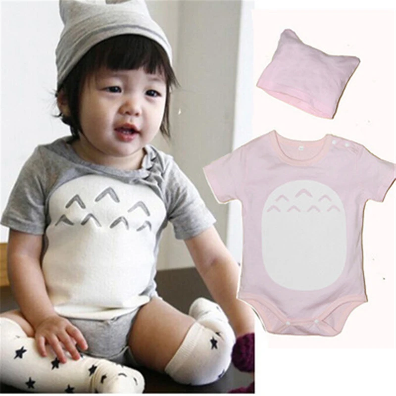 Детский Песочник Комбинезон хлопковый короткий рукав с шапкой персонаж