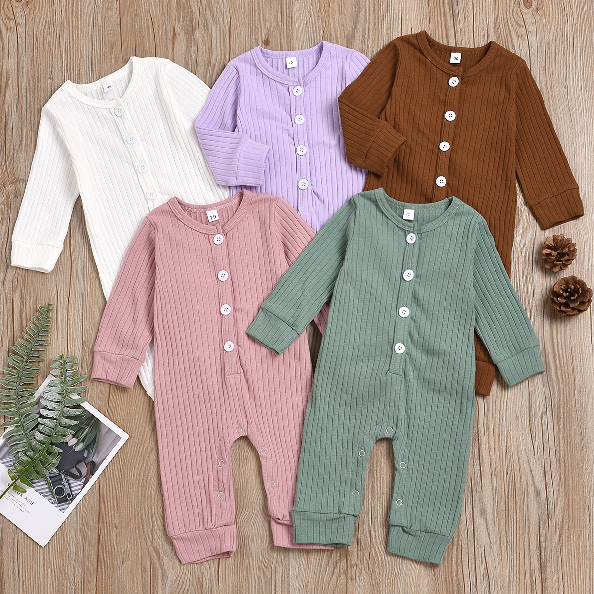 

Boys Girls Solid Solid Jumpsuit Long Sleeve Button Autumn Spring Playsuit