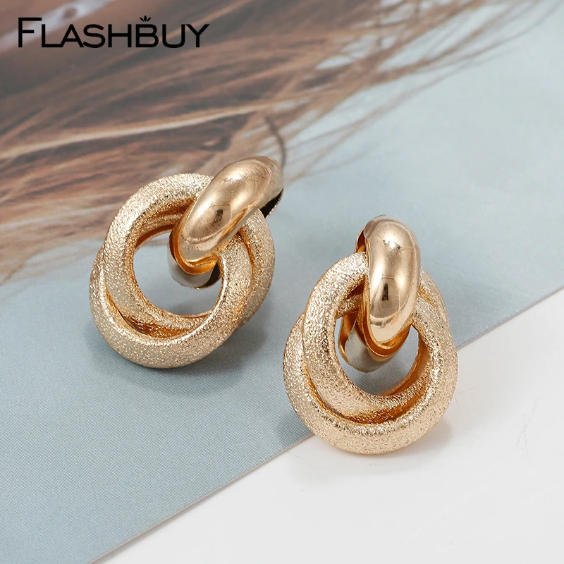 Flashbuy, 3 цвета, золотой дизайн, сплав, серьги для женщин, твист, Геометрический стиль серег, модные ювелирные изделия, аксессуары