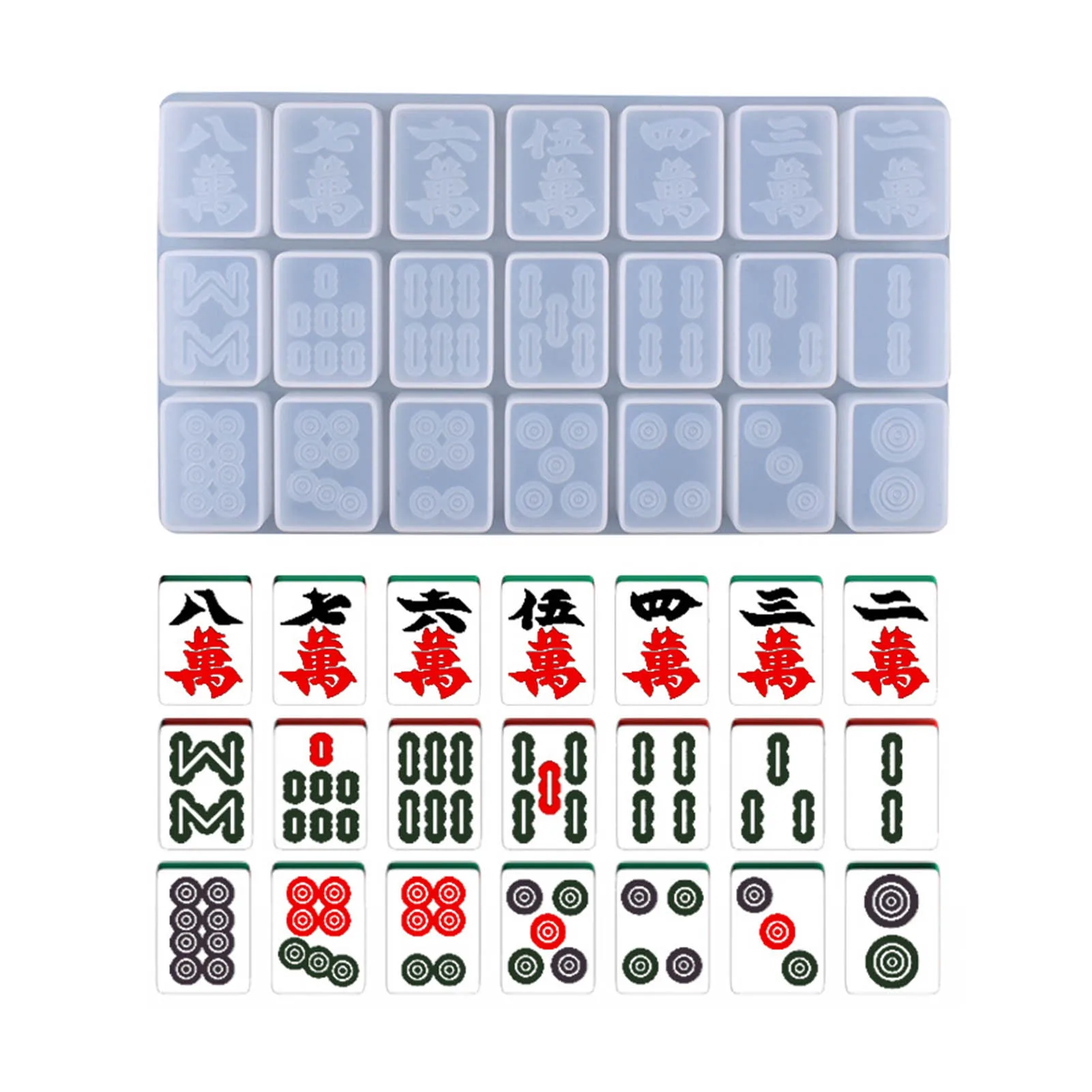 DIY Silicone Crystal Epoxy Mahjong Mold Chinese Mahjong Chess Silicone Mold Cake Baking Tools Fondant Chocolate Mold For Home