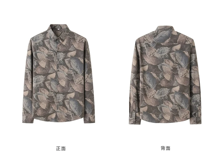 Мужская винтажная Цветочная рубашка с длинным рукавом мужская хлопковая