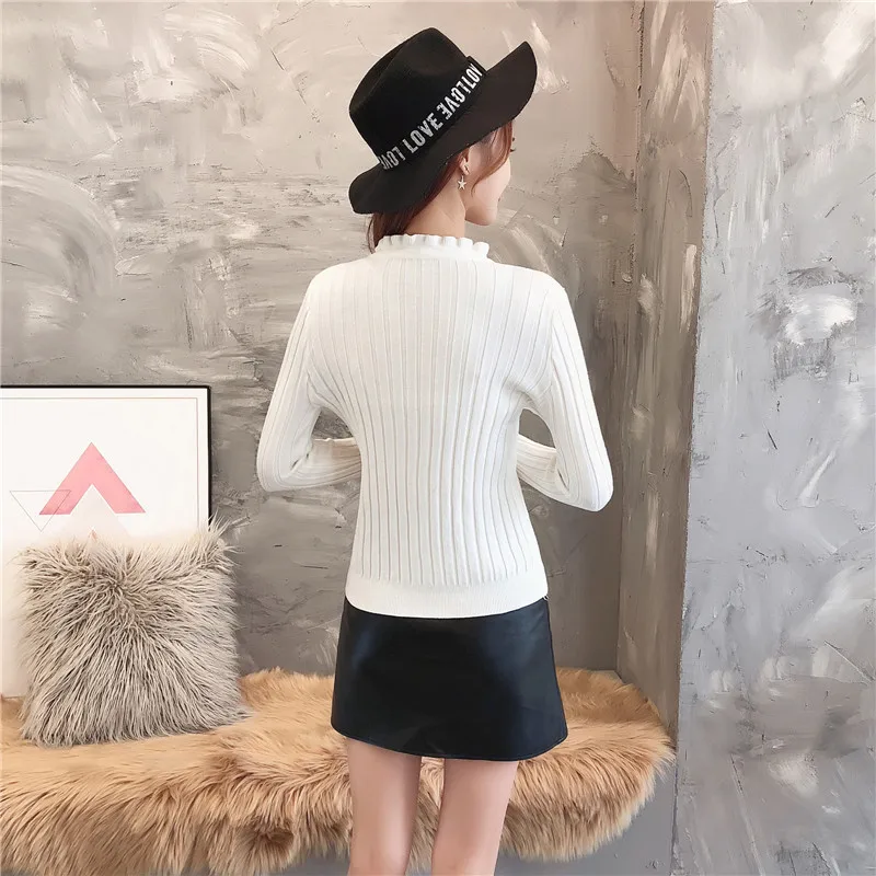 Lucyever Fashion Black Turtleneck Sweater Women Solid Color Elastic Knitted Sweaters Woman 2020 Casual Simple Pullover Ladies | Женская
