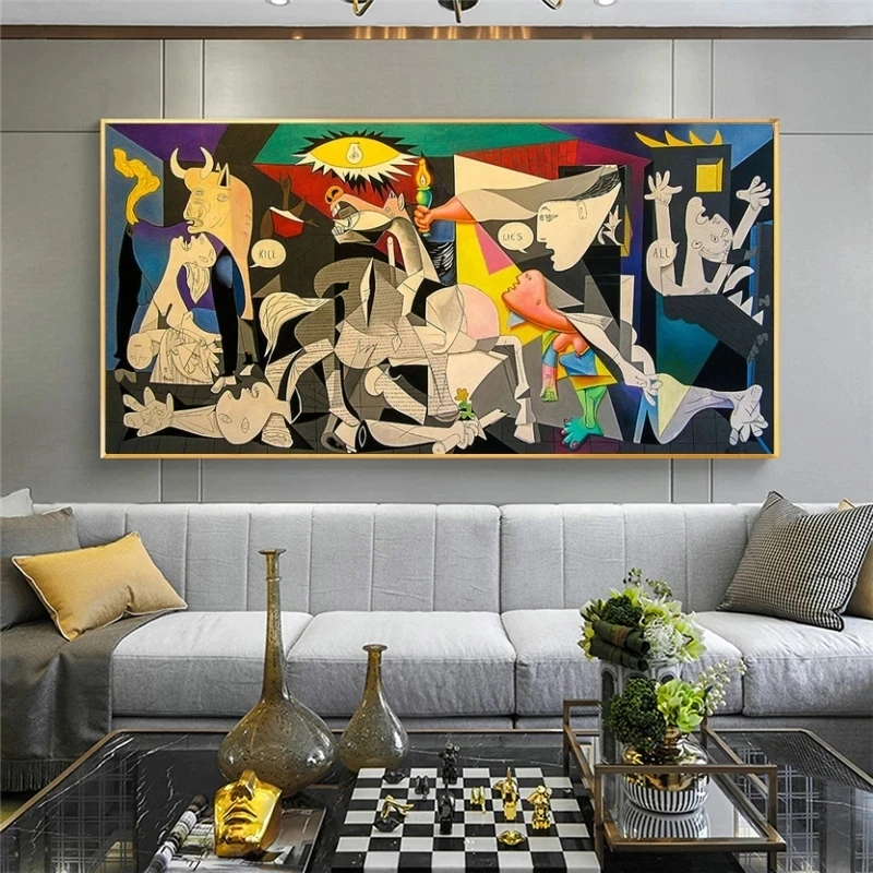 

Guernica-Picasso's canvas paintings, famous abstract art modernist posters and pictures decorate the living room and bedroom