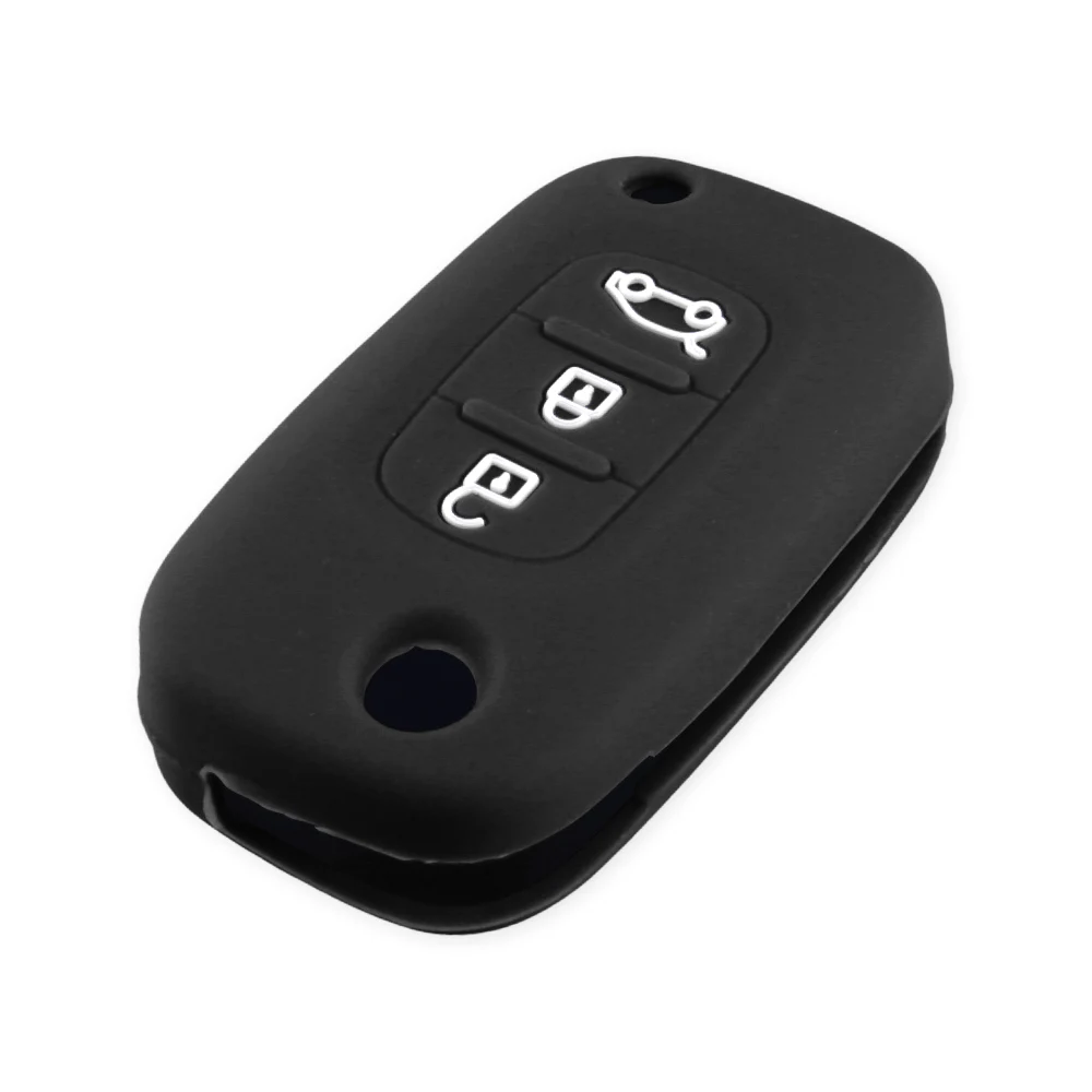 Черный KEYYOU силиконовый чехол для ключей для LADA Vesta Granta XRay Kalina Priora Sedan Sport для Renault Fluence Clio Megane для Mercedes - Название цвета: Черный