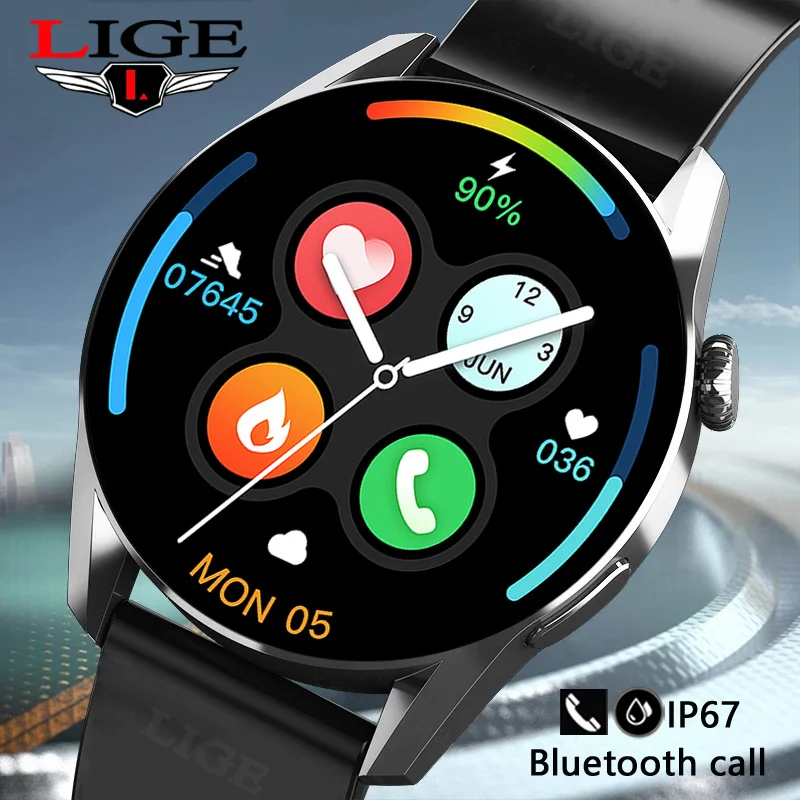 

LIGE 2021 New Bluetooth Call Men Smart Watch Full Touch Screen Dial Call Smart Clock Heart Rate Sport Fitness Smartwatch For Men
