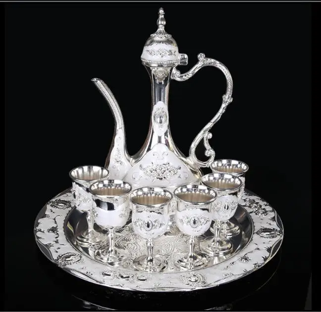 Модный 8 шт./компл. золотистый/серебристый декоративный набор для вина графин