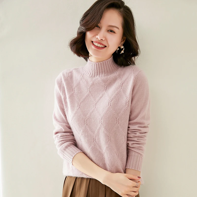 adishree 2020 woman winter 100% Cashmere sweaters autumn knitted Pullovers High Quality Warm Female thickening Turtleneck