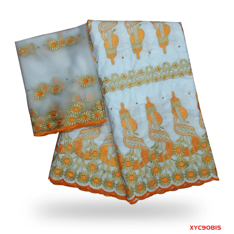 

2019 New arrival Stone african Bazin riche getzner fabric with embroidery lace / riche dress material Nigerian B190815