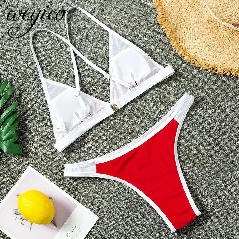 Микро Бикини треугольный женский купальник сексуальный сетчатый купальный