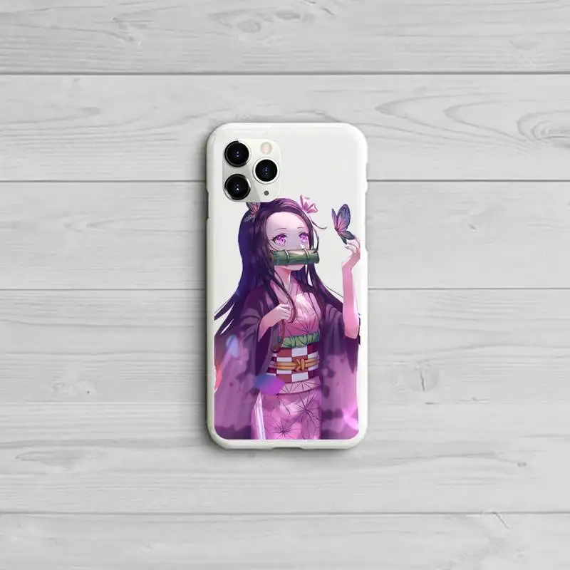 

Kimetsu No Yaiba Demon Slayer Phone Case Candy Color White for iPhone 11 pro XS MAX 8 7 6 6S Plus X 5S SE 2020 XR