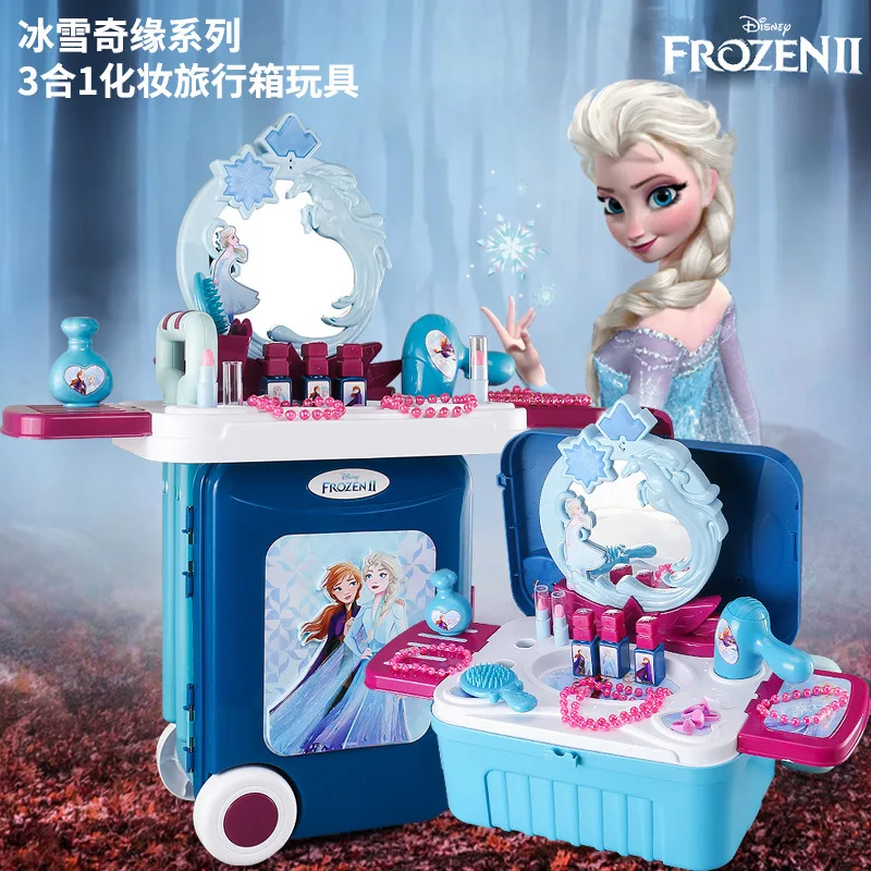 

Disney Frozen 2 Elsa Snow Queen Make Up Toys Trolley Case Miniature Food Toys Medical Pretend Toys Educational Toy for Boy Girl