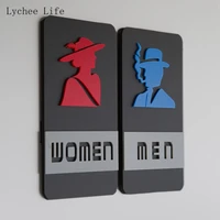lychee life acrylic toilet sign men women wc restroom signs door sticker doorplate creative wall art stickers decoration