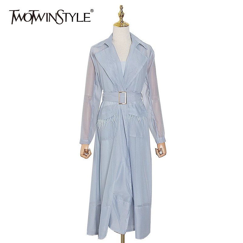 Женское платье с длинным рукавом TWOTWINSTYLE весеннее Черное и белое отложным