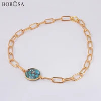14 fashion gold natural turquoises stone choker necklace for women amethysts white solar quartz link chain necklaces hd0353