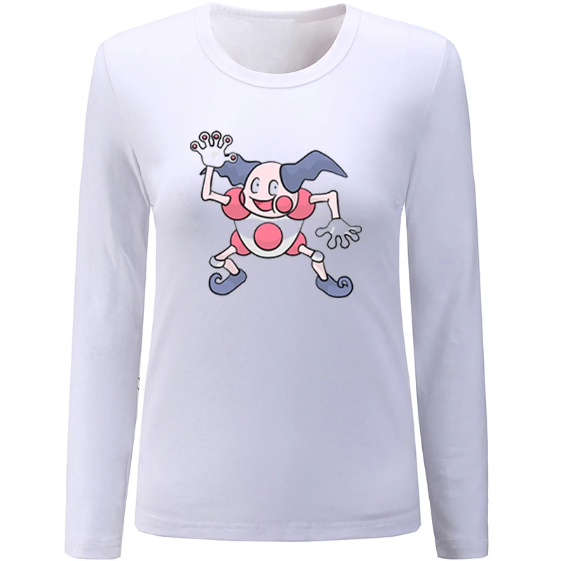 Cartoon Pokemon Alakazam Mr. Mime Staryu Tauros Womens Ladies Printing Graphic Tee Long Sleeve Cotton Christmas Gift | Женская одежда