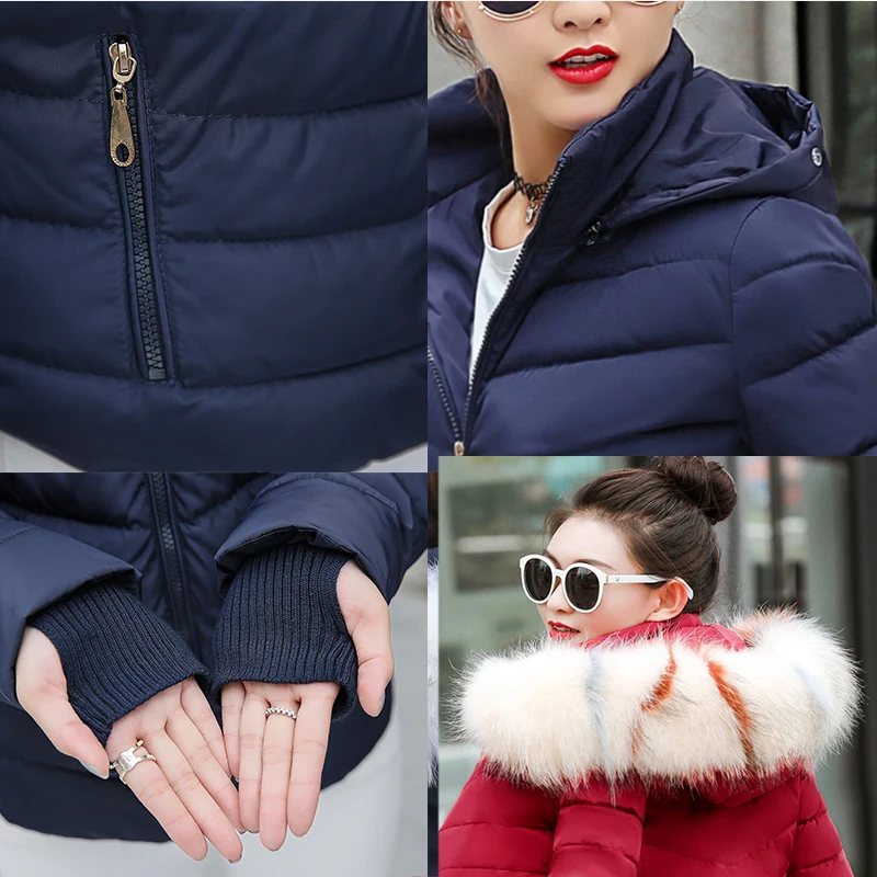 

Women's Jacket Winter Coat Women Parkas Slim Woman Coats Bright Colors Jackets for Women Fur Collar female jacket