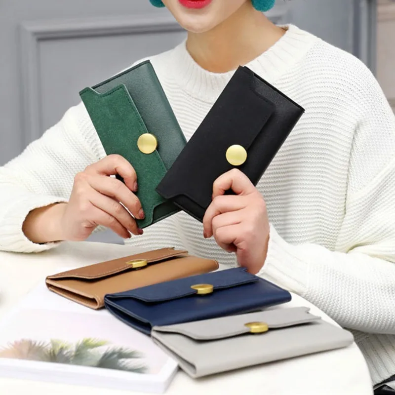 1 шт. минималистичный кошелек Женский матовый Круглый металлическая пряжка