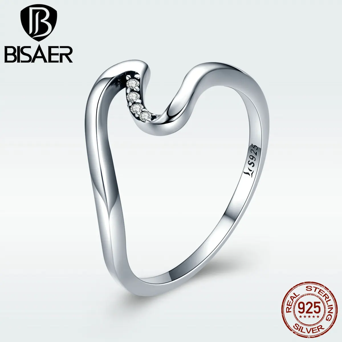 Женское кольцо из натуральной 925 пробы серебряное прозрачное CZ минималистичное