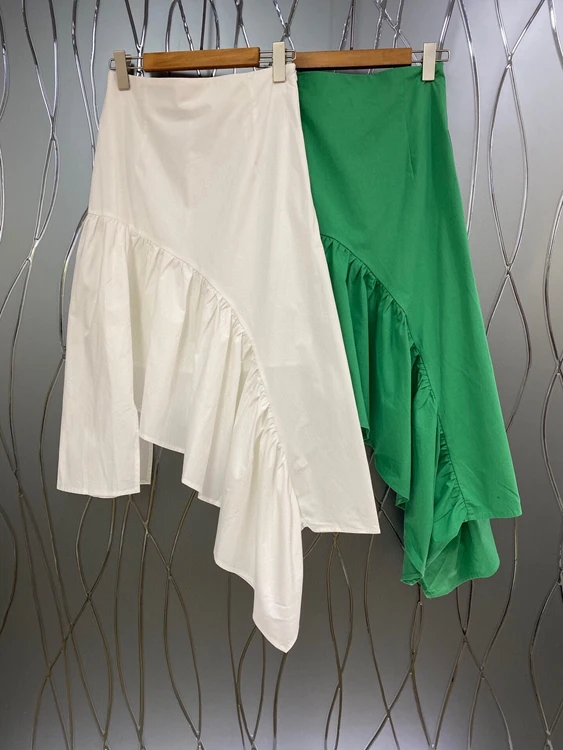 

Женская длинная юбка, однотонная универсальная юбка с асимметричным подолом в виде листьев лотоса, 2021, 512