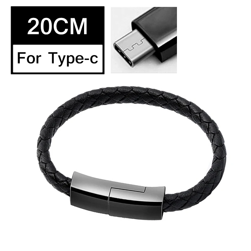 Портативный браслет кабель передачи данных 5 V/2.4A Быстрый Micro Зарядка через usb Тип Кабеля C Зарядное устройство мобильный телефонный кабель для зарядки и передачи данных для samsung Xiaomi huawei - Цвет: 20cm For Type-c