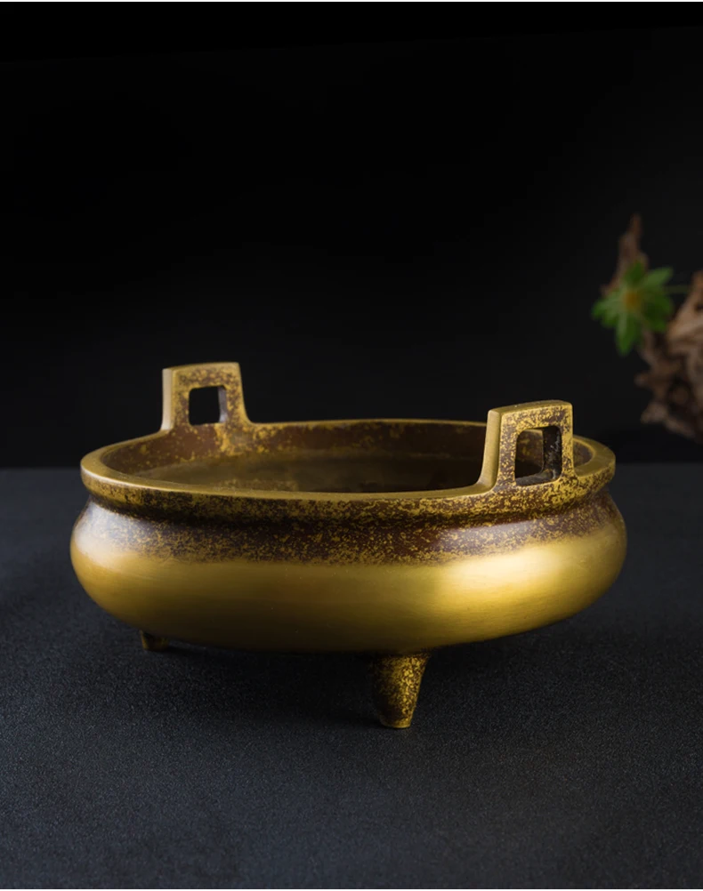 

Chinese Temple Buddhism Ming Dynasty XuanDe Mark Old Bronze Copper incense burner Censer decoration metal handicraft